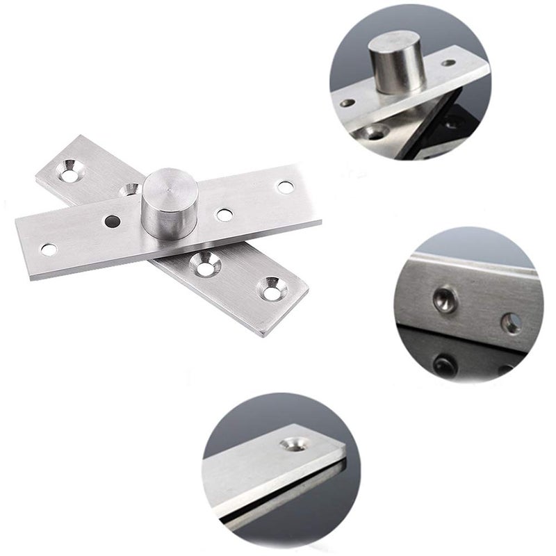 Tiberham 360 Degree Door Pivot Hinge, Tiberham 2Pcs Stainless Steel Rotation Hidden Door Centre Shaft Pivot Hinges, Heavy Duty Concealed Rotating Door Hinge with Fixing Screws (3 x 0.7 Inches) - Image 3